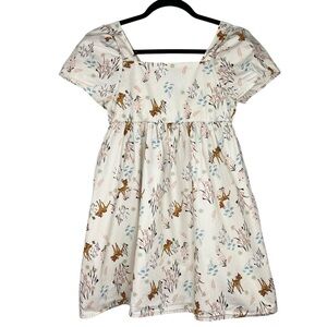 Disney Girls Bambi Dress Sz XL (14) Cottagecore Floral Short Sleeve Square Neck